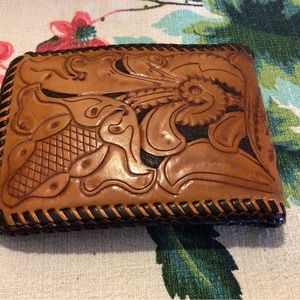 Vintage 1950’s leather hand tooled wallet